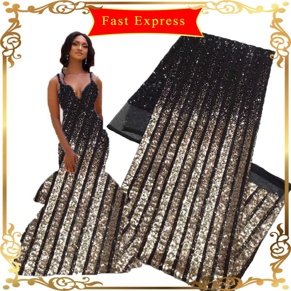 Африканские ткани градиентные блестки кружево 5 ярдов нигерийское зеленая