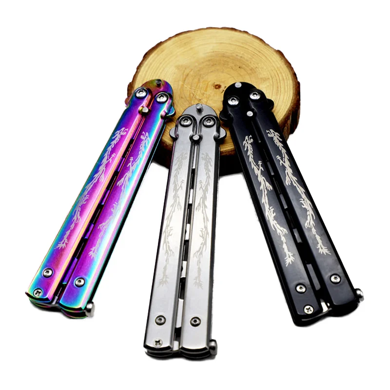 Нож-бабочка Подарочный нож стальной тренировочный складной титановые