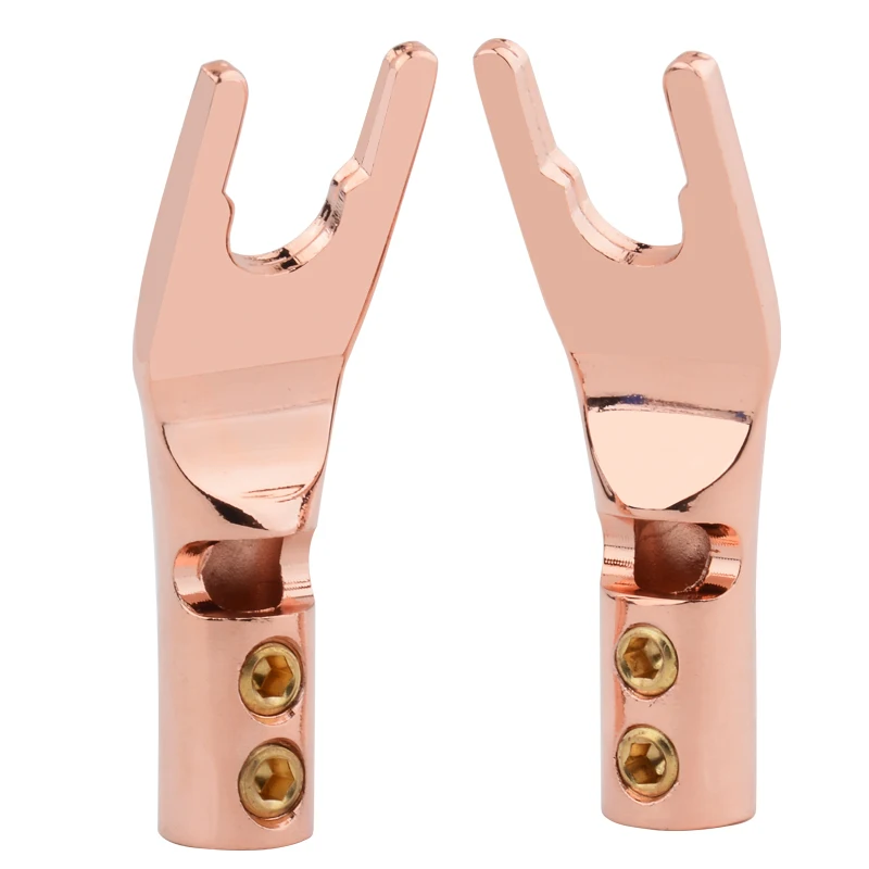 Внешний звуковой кабель красная медная Банановая головка U-образная аудиовилка