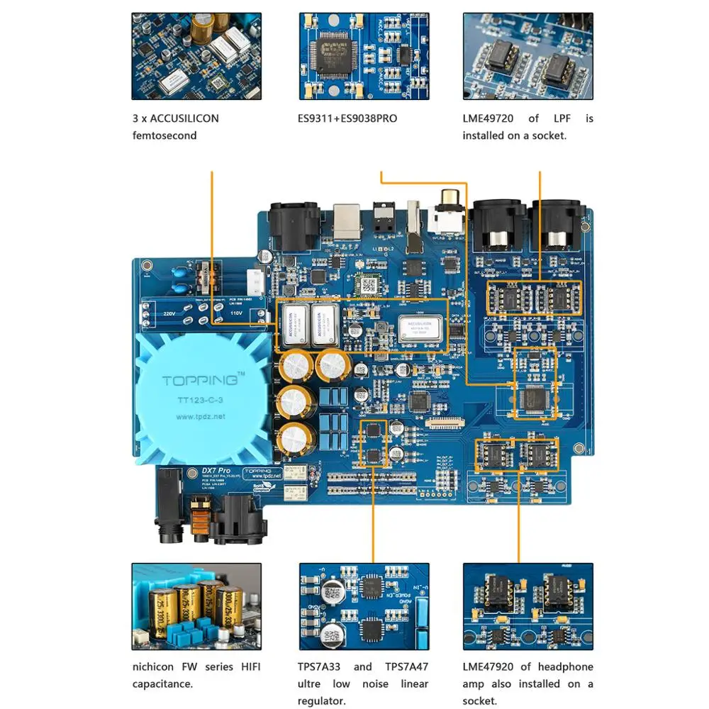 TOPPING DX7PRO ES9038PRO USB DAC XMOS XU208 усилитель для наушников CSR8675 Bluetooth 5 0 LDAC DSD1024 32 бит 768 кГц DX7