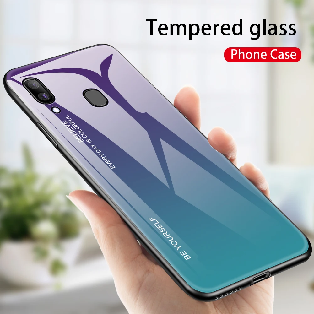 Градиентный чехол для телефона Samsung Galaxy A50 A70 A60 A30 A20 A10 A80 A51 A71 из закаленного стекла