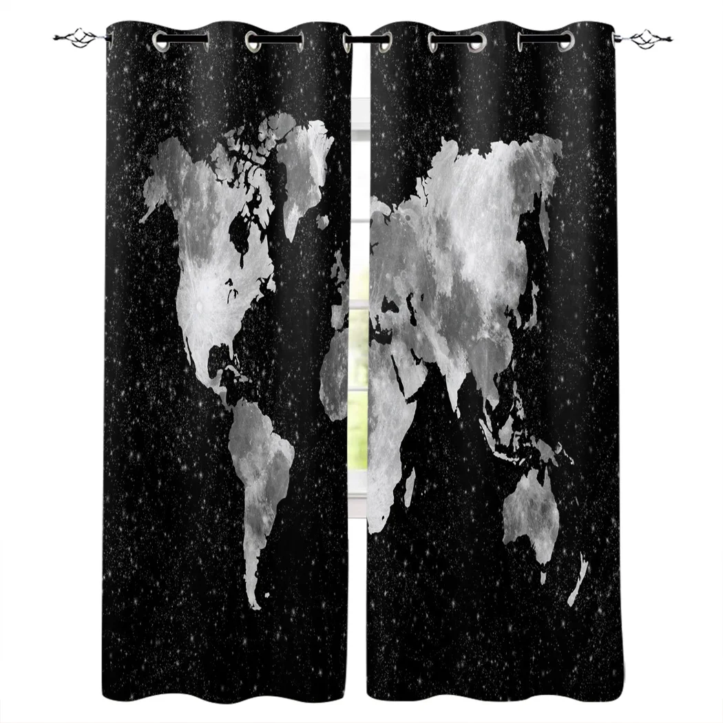 Оконные шторы с картой мира занавески для гостиной кухни Современный домашний