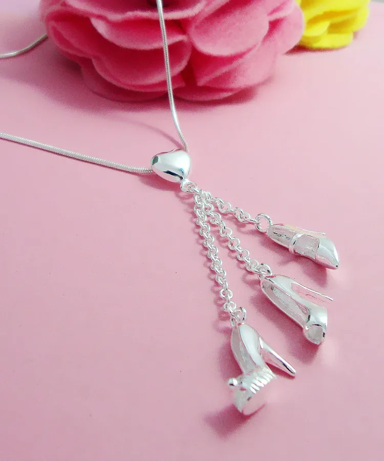 Модное украшение серебряного цвета ожерелье с кулоном специальный дизайн обуви
