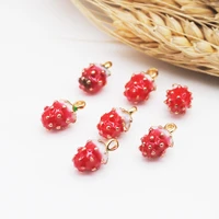 10pcspack metal alloy enamel strawberry charms jewelry fruit pendants findings fit bracelets necklace keychain accessories