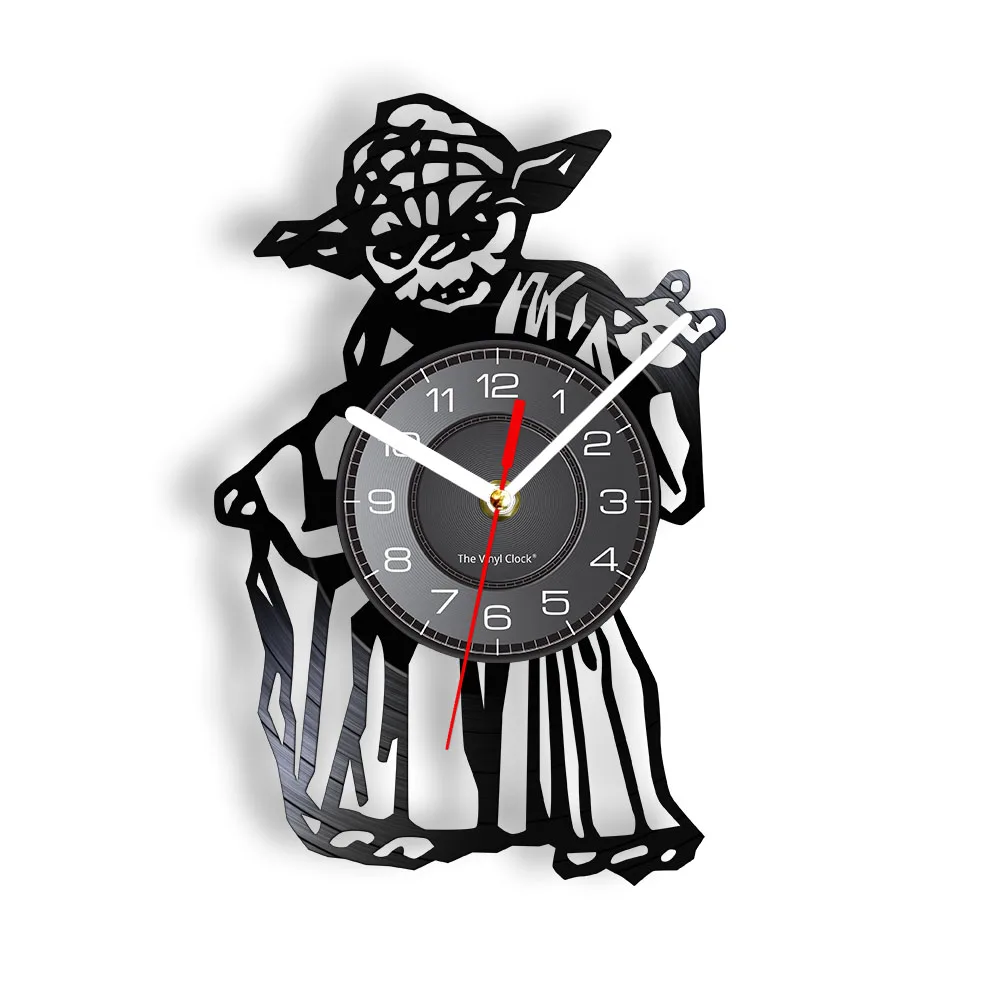 Grandmaster of the Jedi Order Vintage Vinyl Record Wall Clock Retro Home Decor Fictional Character Black Art Vinyl Album Clock