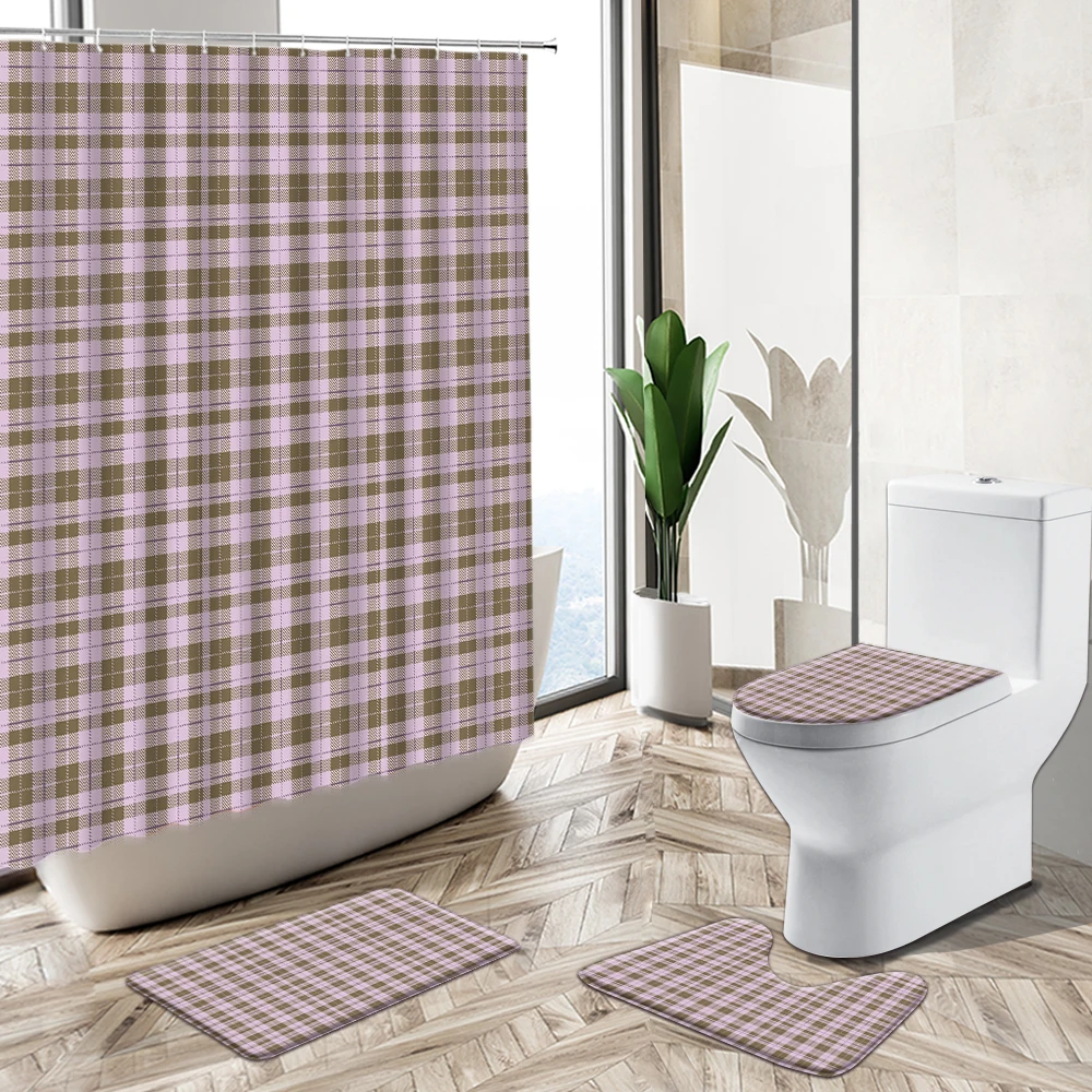 Современная простая сетчатая полосатая душевая занавеска в деревенском ретро