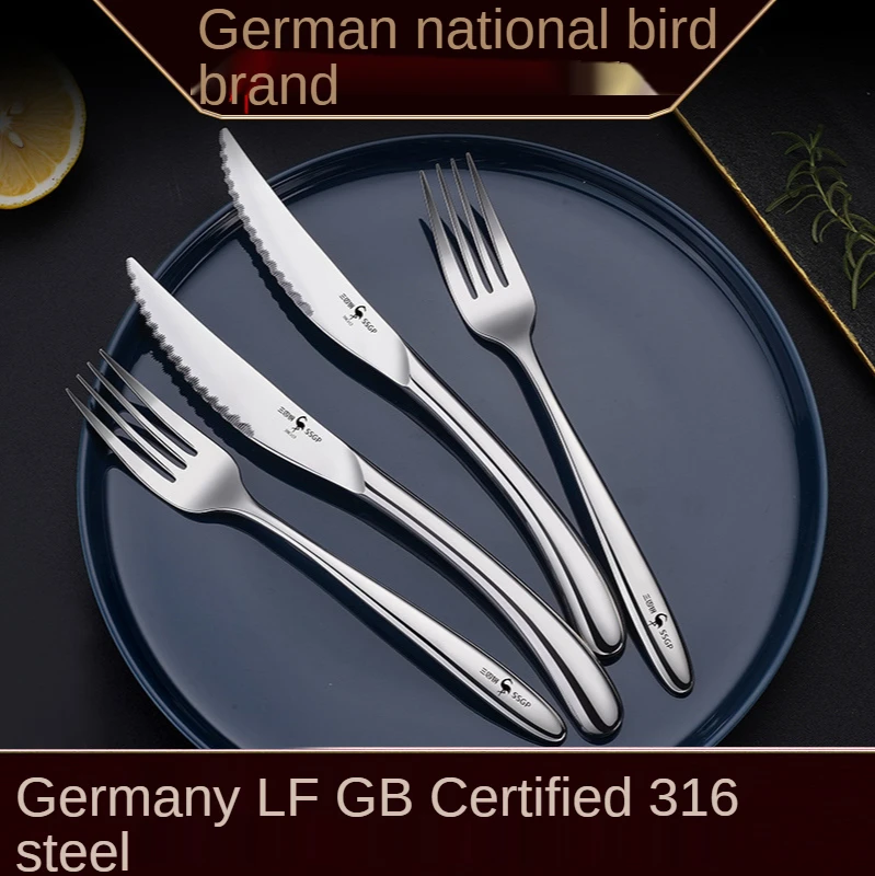 

German Ssgp Western Tableware Fork Spoon 316 Stainless Steel Cutlery High-end Steak Cutlery Set