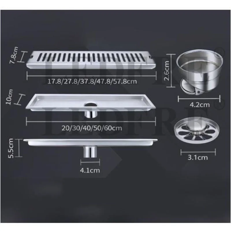 Слив для душа LEDFRE 304 душевой пол из нержавеющей стали длинный линейный слив с