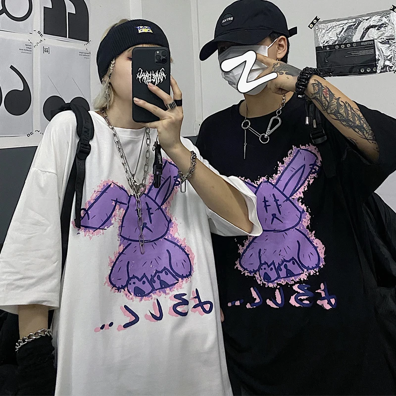 

Gothic Punk Summer Loose Vintage women t shirt Ulzzang Street Harajuku cartoon Print Short Sleeve dropshipping clothes plus size