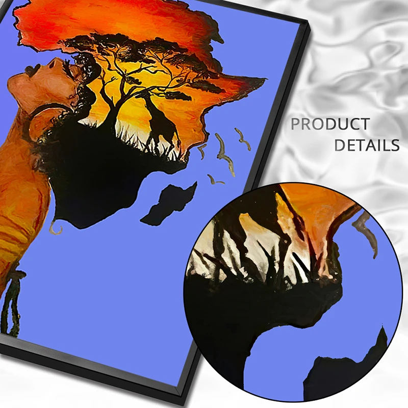 

Classical African Woman Paintings on The Wall Abstract Sunset Landscape Wall Art Canvas Prints and Posters Pictures Home Decor