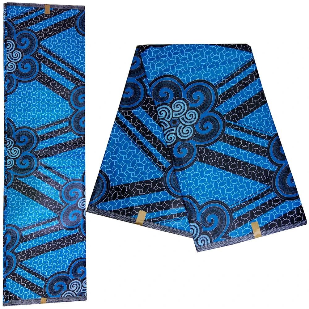 

African Printed DIY Wax Blue Africain Fabrics 6 Yards/Piece Ankara Nigerian Wax For Wedding Dress