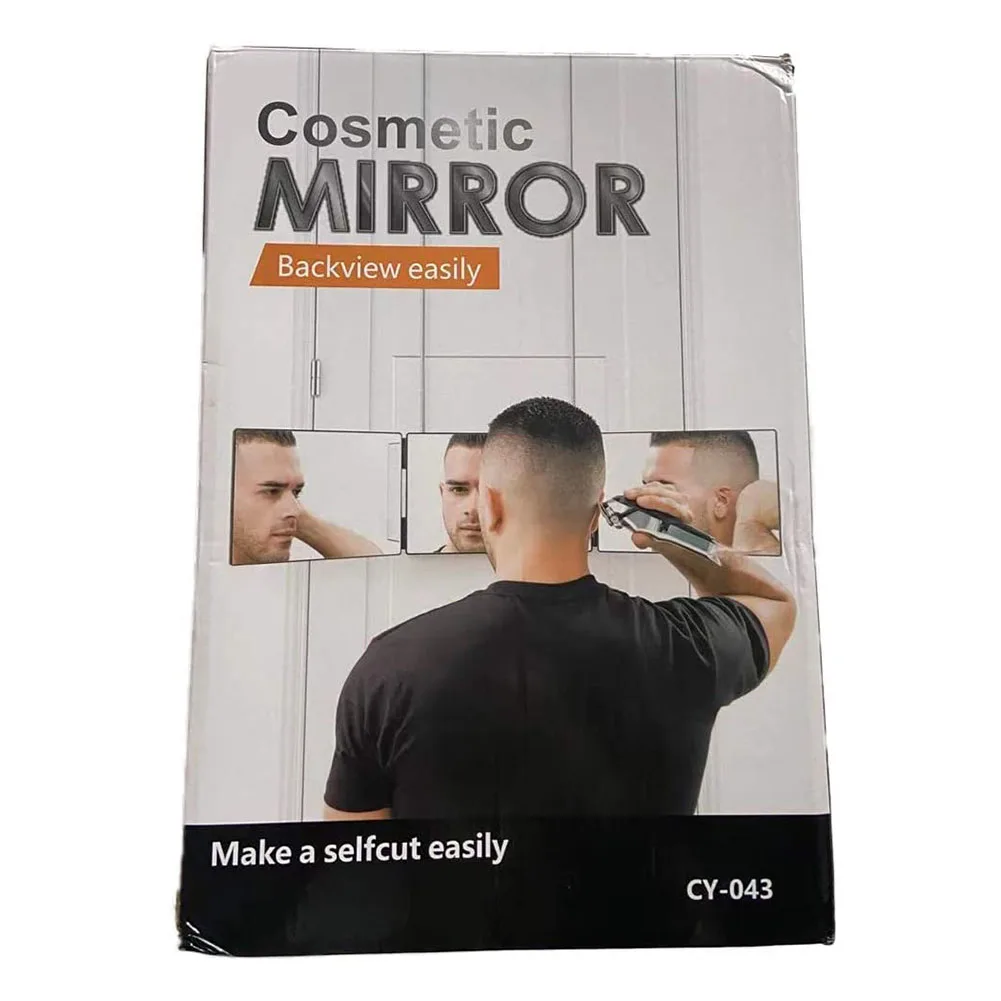 

3 Way Mirror Self Haircutting Styling Trifold Mirror with Over The Door Hook ABS Hard Shell Adjustable Mirror for Home Barber