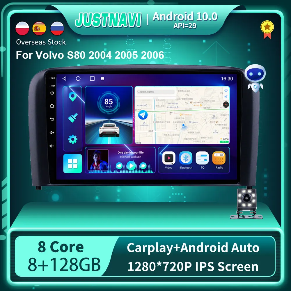 

QT10 Новый Android 10,0 автомобильный радиоприемник для Volvo S80 1998-2006 GPS мультимедийный стереопроигрыватель Carplay стерео OBD BT RDS 8G 128G DSP