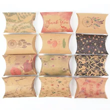 10/20Pcs Pillow Shape Candy Box Kraft Paper Gift Packaging Boxes Candy Bags Rustic Wedding Favors Birthday Party Decorations