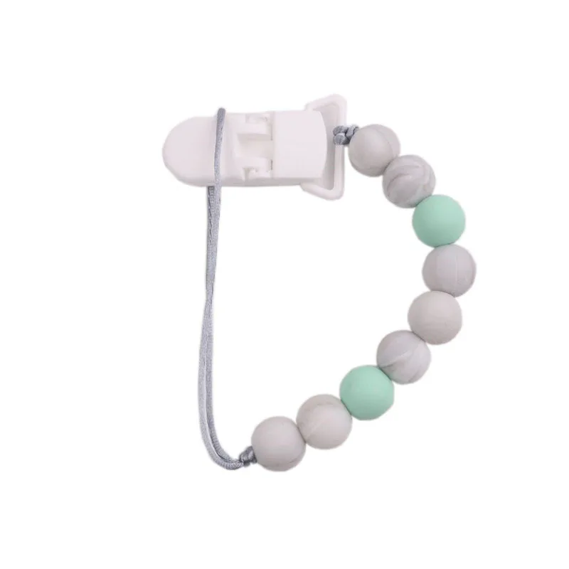 

Handmade Silicone Round Beads Pacifier Clip Dummy Chain Baby Teething Pendant Leash Holder