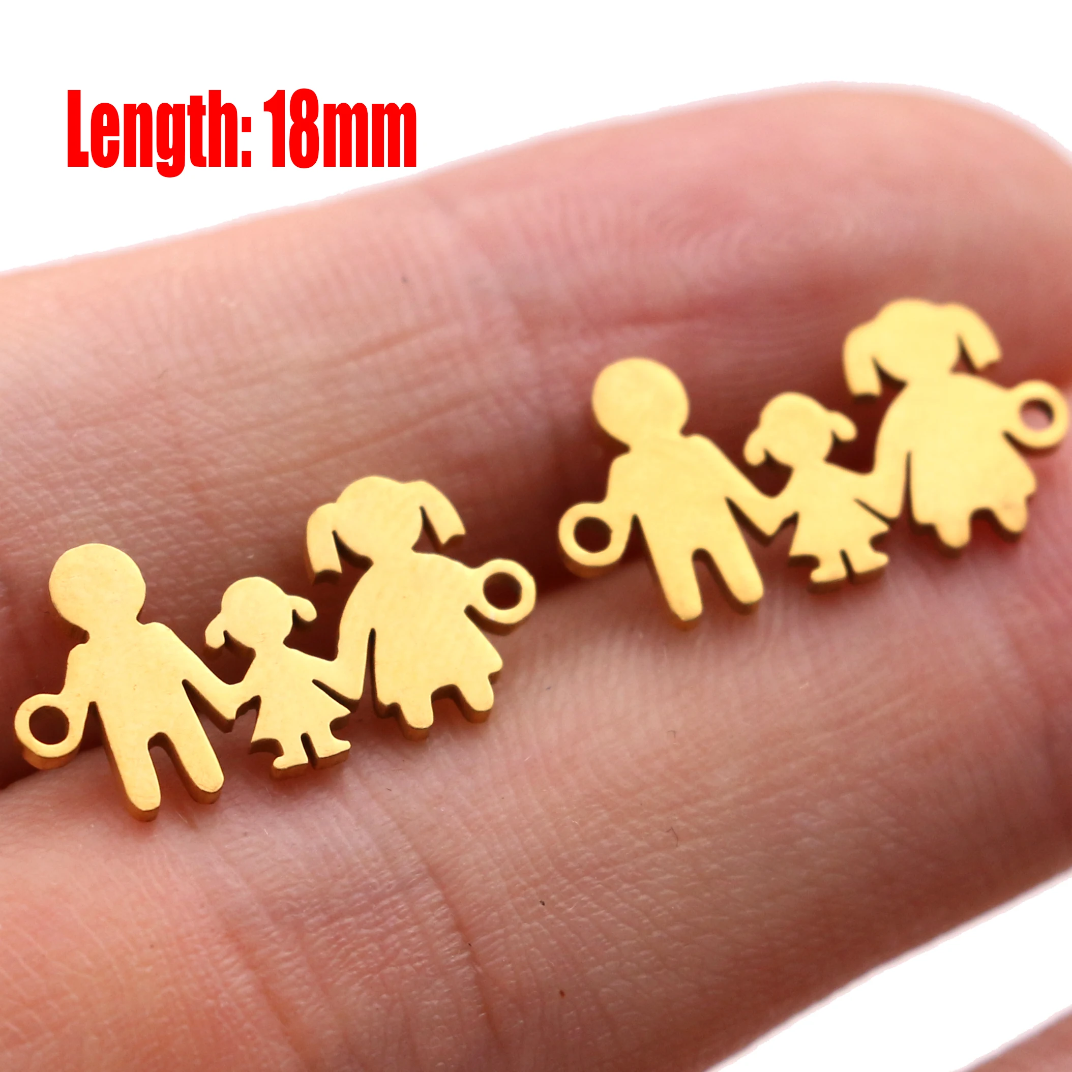 5pcs Family Chain Stainless Steel Pendant Necklace Parents and Children Necklaces Gold/steel Jewelry Gift for Mom Dad New Twice - Цвет: Gold 19
