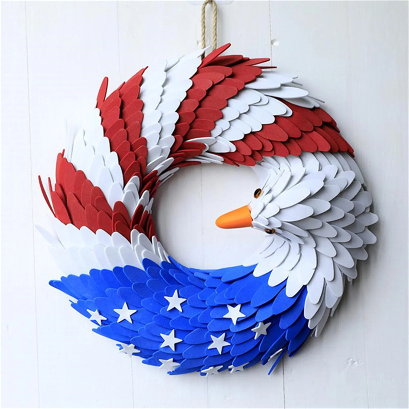 

Door Wreath Easy Clean Bright Colors Eagle Shape Independence Day Hanging Wreath Garland for Front Door Christmas Party Wedding