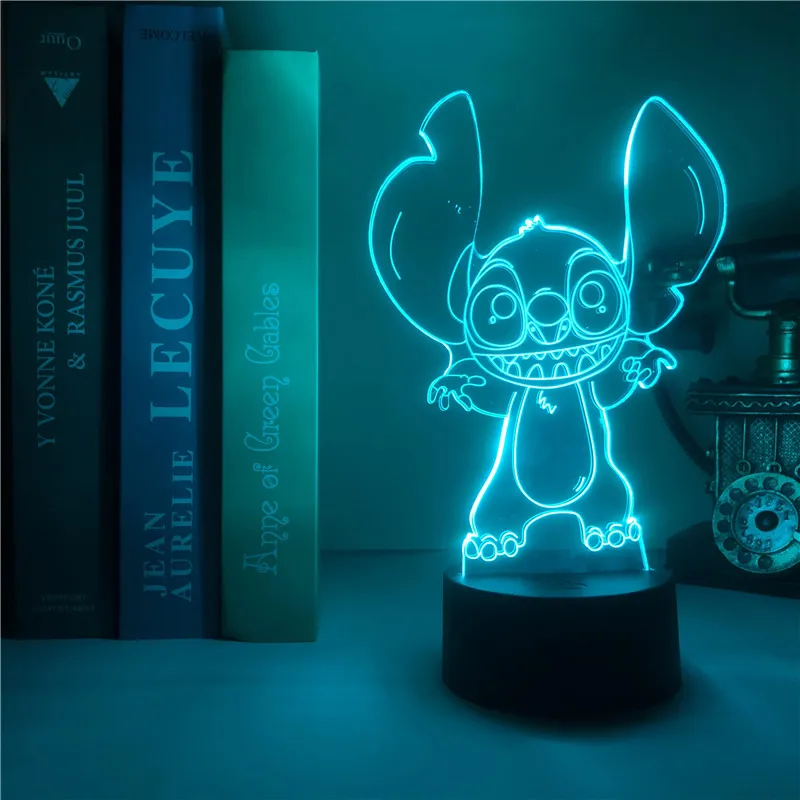 Disney мультяшная фигурка Лило и Стич 3D лампа детская спальня светодиодный