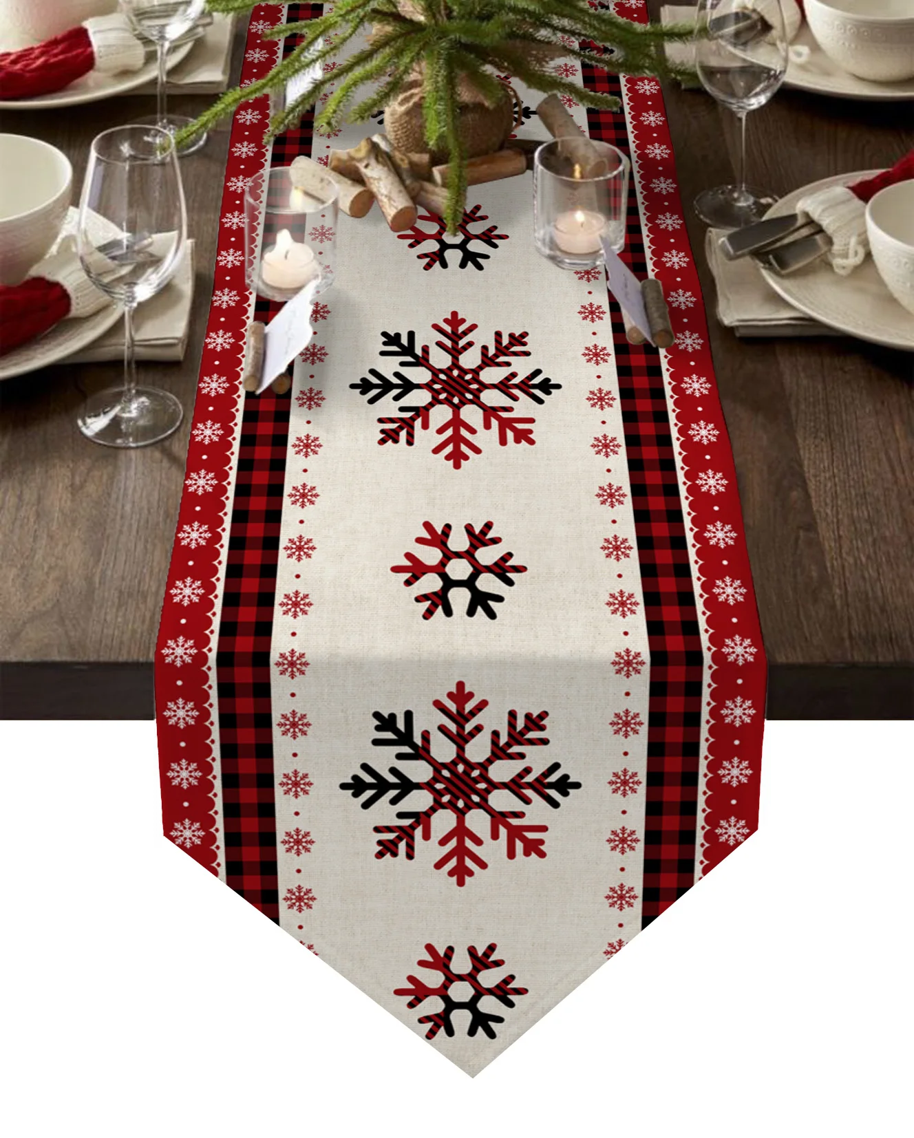 

Рождественская красная клетчатая настольная дорожка для рождественской елки настольная Декоративная скатерть для дома Рождественское ук...