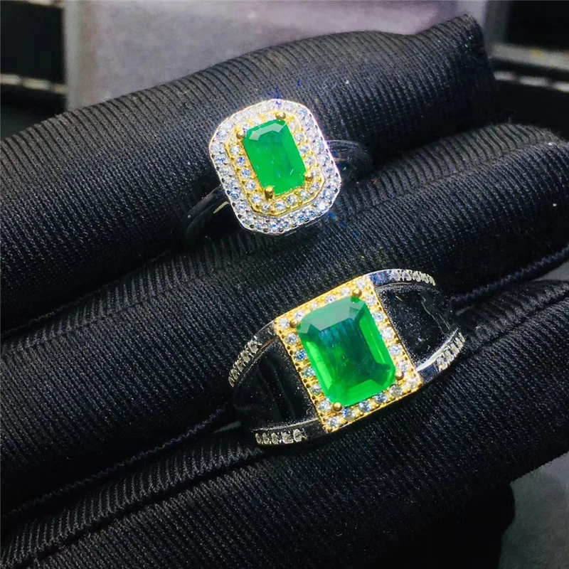 

PROCOGEM Natural Emerald Rings for Women Men Lovers Wedding rings Engagement Ring Gifts Real Gemstone Sterling 925 silver #767