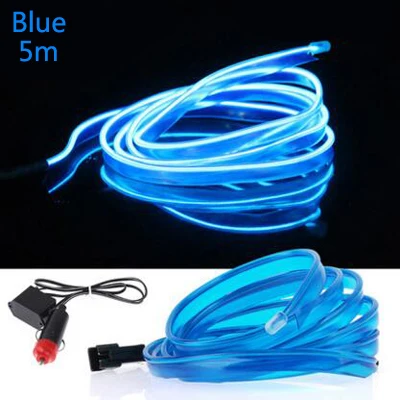 Blue-5m Автомобильная светодиодная лента, Декоративная гирлянда, провод, веревка, Трубная линия, неоновый светильник для Volkswagen POLO Golf 5 6 7 Passat B5 B6 Bora MK5 MK6 Tiguan - Название цвета: Blue-5m