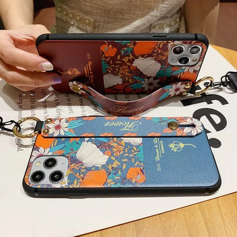 Pretty Case For iphone 7 8 plus 6 6s X Xs max XR 12 11 pro SE 2020 cover Soft TPU Wrist Strap Phone Holder coque | Мобильные