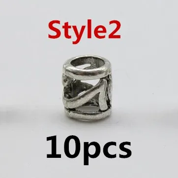 10pcs Style2 10 шт./упак. тибетские серебряные viking 4 вида стилей, подвязанные лентой, с объемной волной, дредлоки, для увеличения объема, бороды кольца трубки Набор аксессуаров для тонких косичек - Цвет: 10pcs Style2