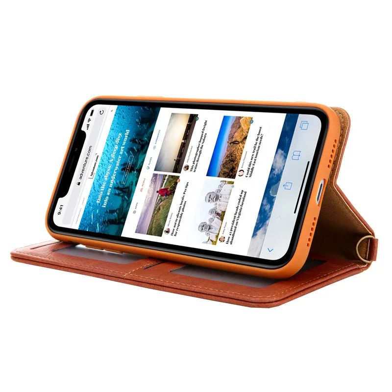 Чехол для iPhone XR Xs Max 11Pro роскошный двухсторонний держатель карт Магнитный флип