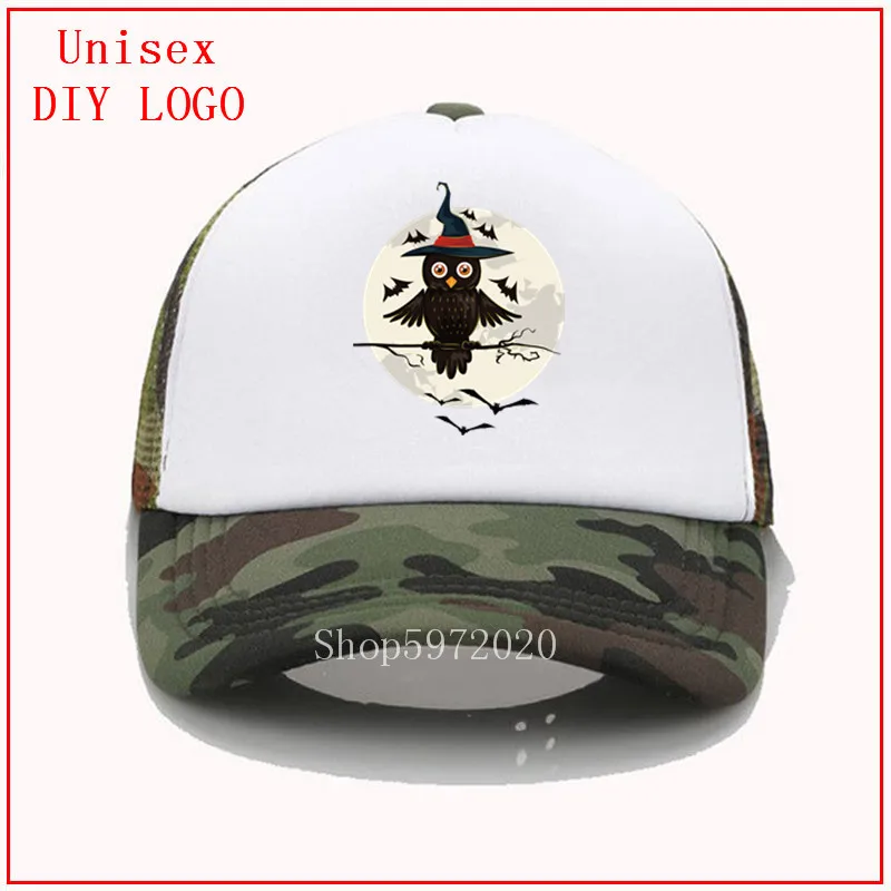 Бейсболка с рисунком Совы и летучих мышей на Хэллоуин женская шапка пластиковым