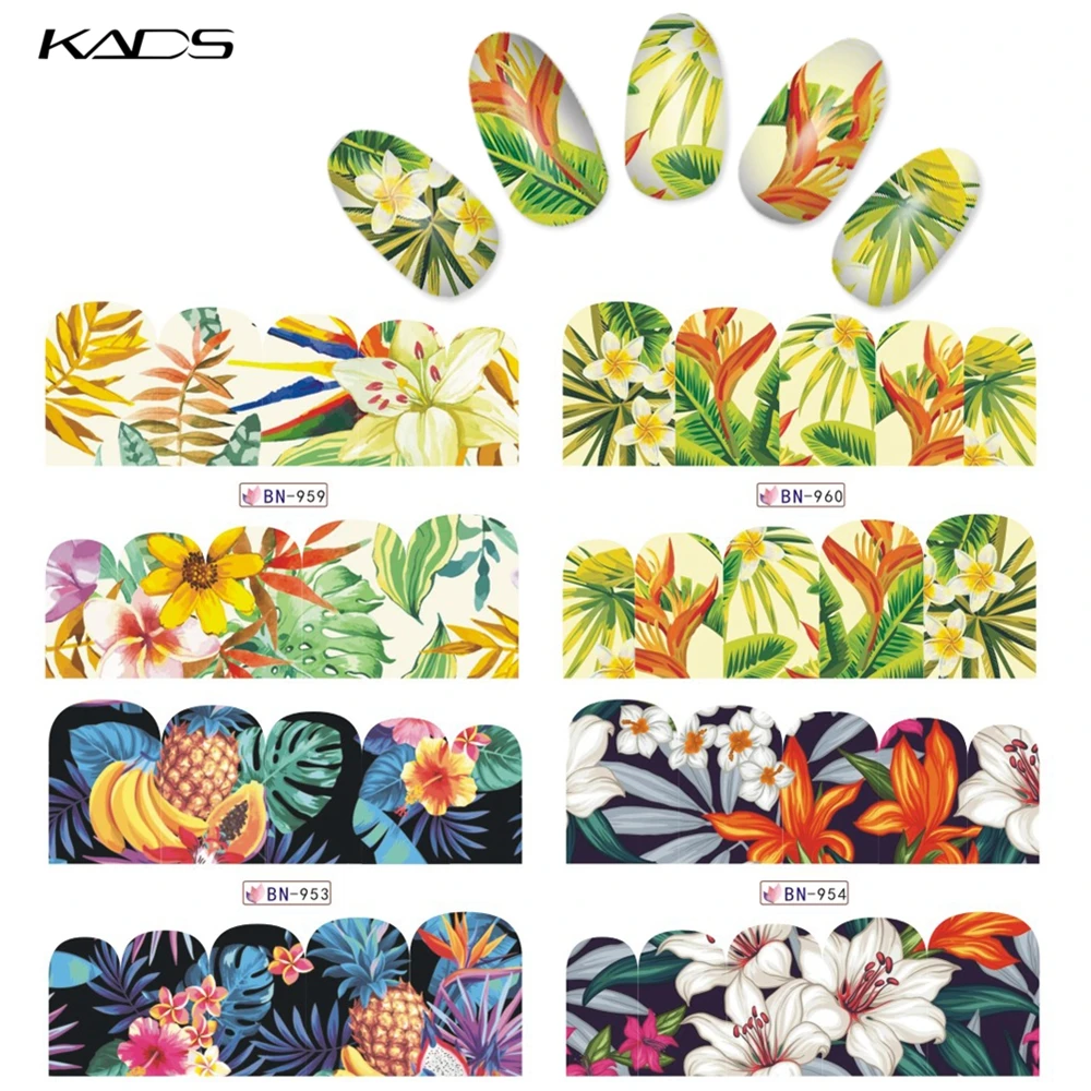 Наклейки для ногтей KADS 1 шт. летняя Цветочная серия наклейки-Слайдеры ногтевого
