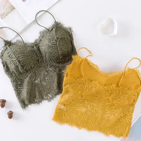 SVOKOR Women Bras Pad Push Up Wireless Lace Bra Top Sexy Bralette Plus Size Fitness Underwear Flower Pattern Lingerie Full Cup