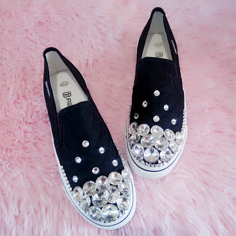 Новинка 2020 женские парусиновые туфли kitty стразы на заказ Повседневная модная