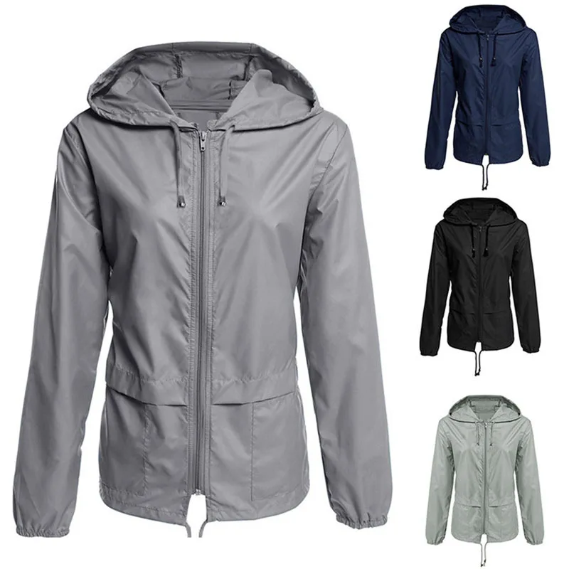 Женский тренчкот с капюшоном короткая ветрозащитная Базовая куртка длинным