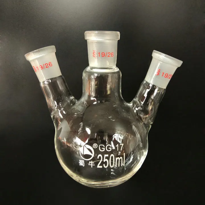 250 мл стеклянная колба с тремя горлышками для экспериментов лабораторных