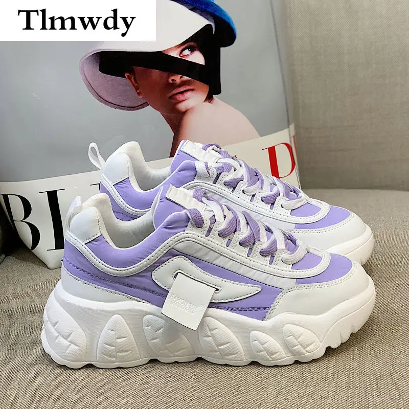 

2021 New Comfortable Sneakers Women's Thick-soled Dad Shoes Thick-soled Round Toe Breathable Casual Shoes Women Vulcanized Shoes