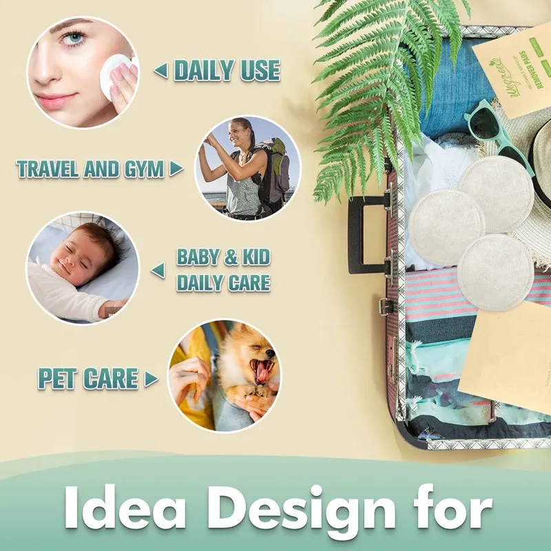 Хлопковые круглые многоразовые бамбуковые подкладки для макияжа 16 упаковок лица