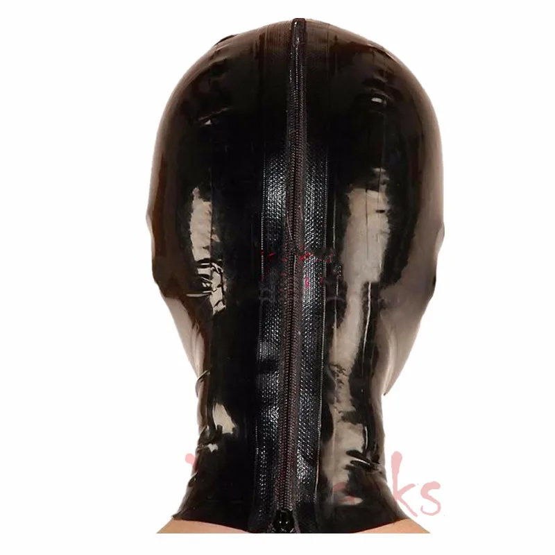 Анатомическая черная латексная маска резиновая рваный резиновый капюшон