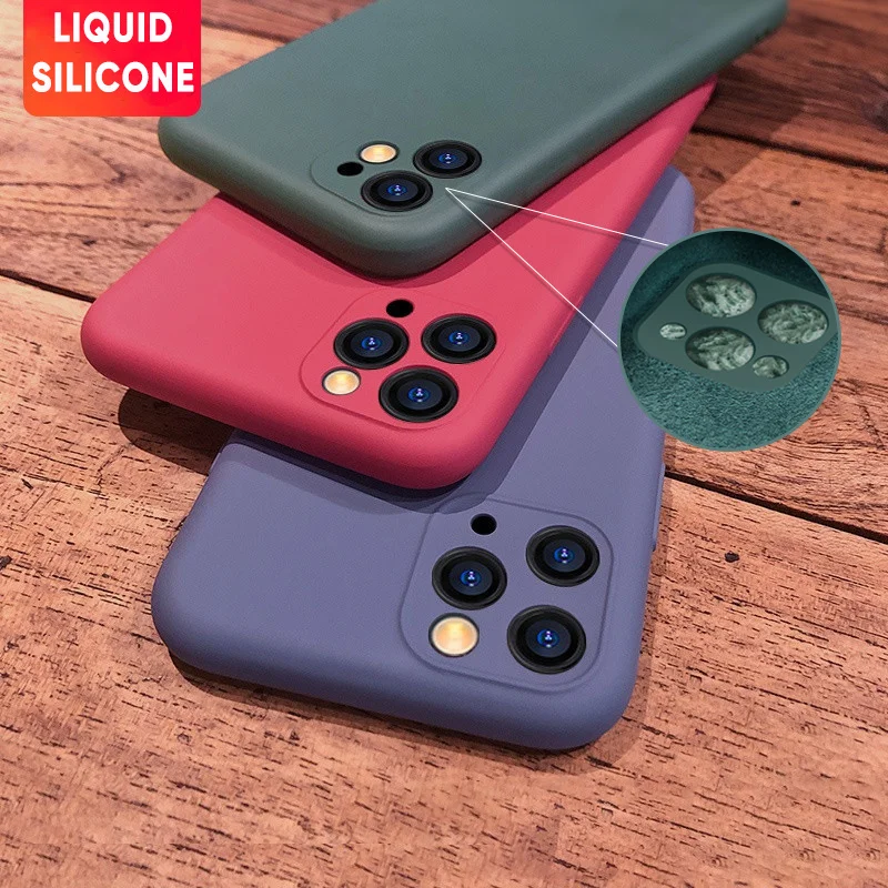 Original Liquid Silicone Phone Case For iPhone 11 Pro XS Max X XR 7 8 6 6S Plus SE 2 2020 Soft Gel Camera Lens Protective Cover