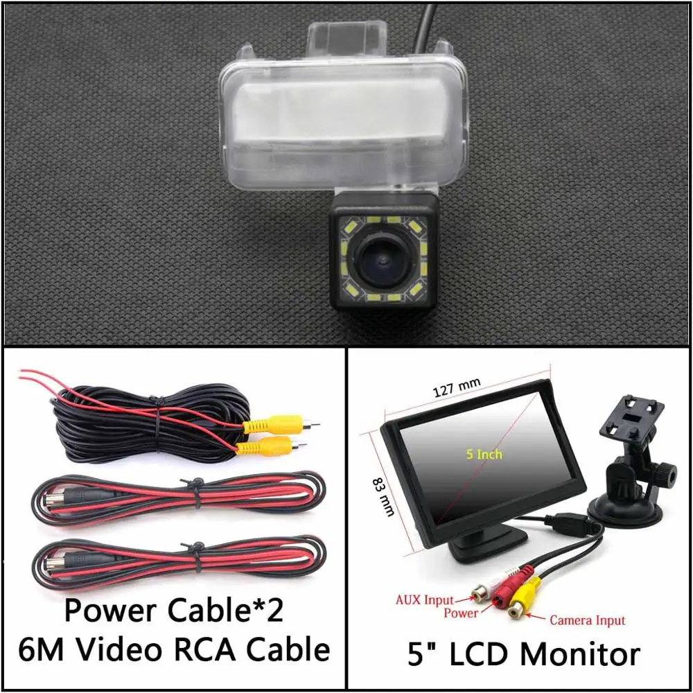 Cam Add 5 inch LCD 12 Светодиодный свет камера заднего вида для Toyota Fortuner Auris Ascent Sport YARiS Highlander CAMRY Kluger парковочная камера заднего вида - Название цвета: Cam Add 5 inch LCD