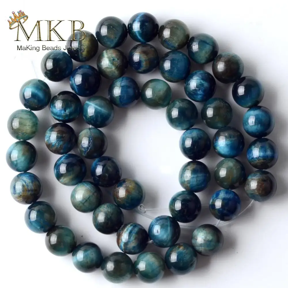 Круглые Бусины Из Натурального синего тигрового глаза космические бусины
