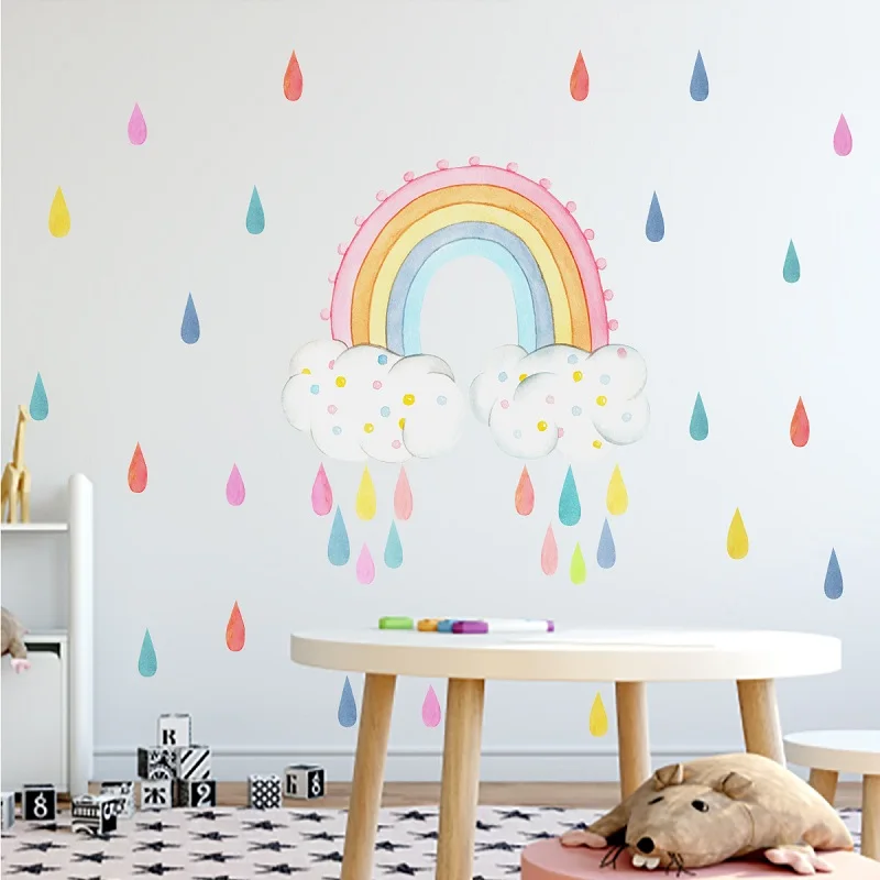 Zollor красочные Радужные капли моста дождя Наклейка на стену спальня гостиная