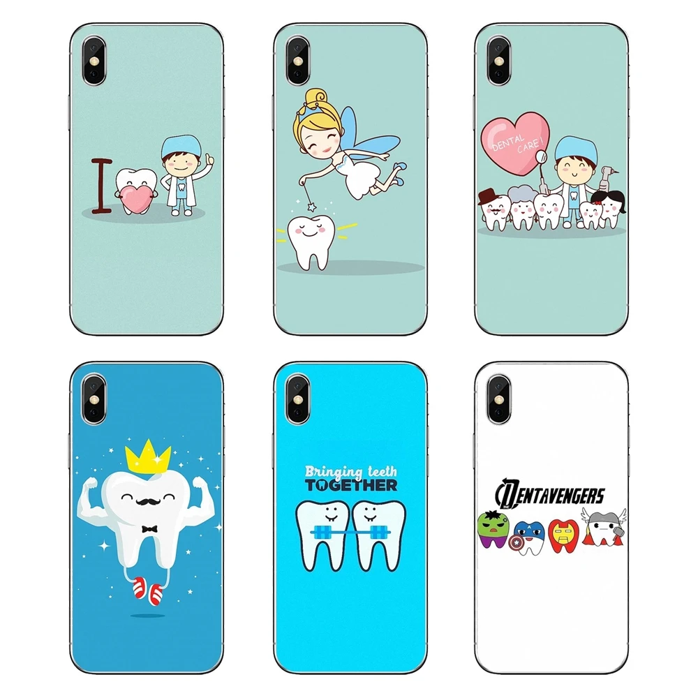 Чехол для телефона милый мультфильм стоматологический зубной коронованный зуб