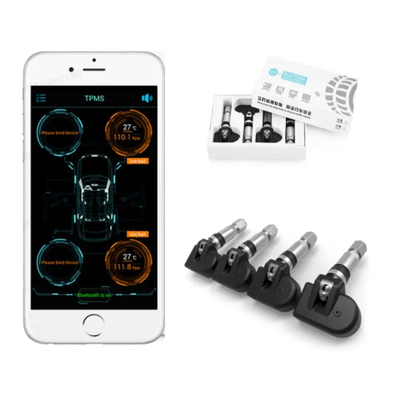 

VC601 Ble Tpms Car Tire Pressure Monitoring System Bluetooth 4.0 Low Energy Display On APP DC 3V 4 Internal Sensors