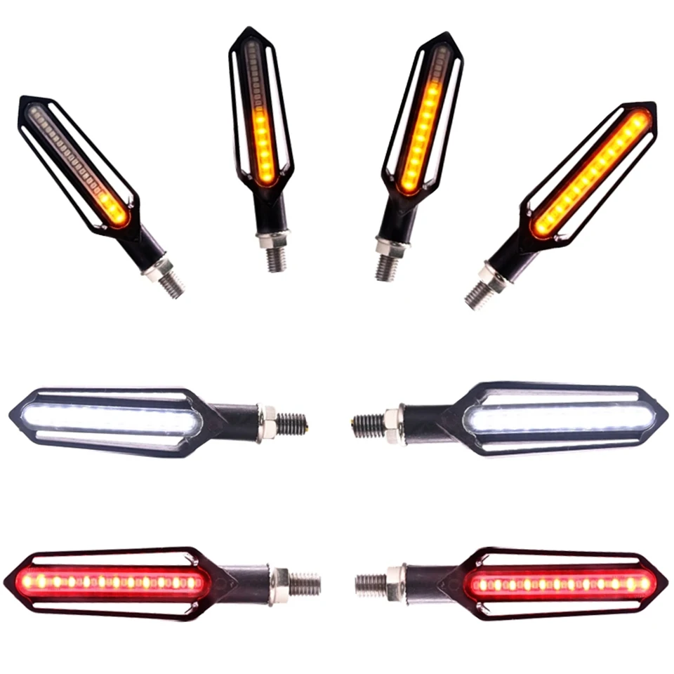 4 шт. три в использовании светодиодный сигнал поворота мотоцикла струящаяся вода