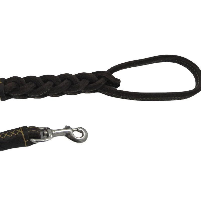 Поводок для крупной собаки короткий поводок из натуральной кожи в оплетке 80 см