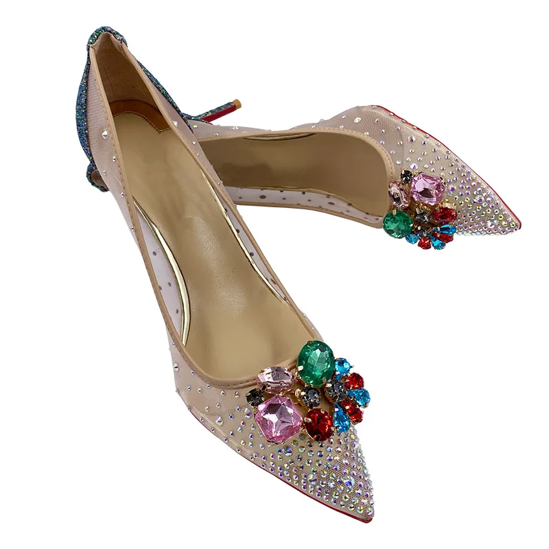 Классический дизайн женские туфли-лодочки с острым носком на высоком каблуке