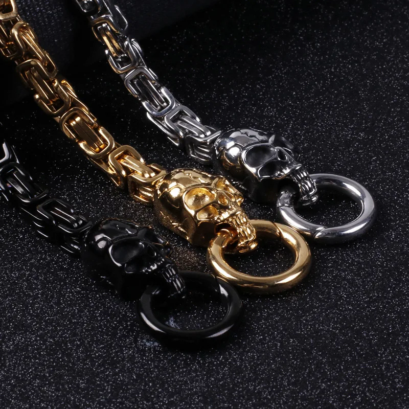 Black/Gold/Silver Color Punk Bracelet For Men Fashion Chinese Style Stainless Steel Ghost Head Bangle Jewelry | Украшения и