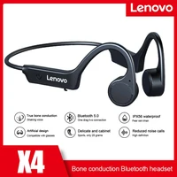 lenovo x4 wireless headphone bluetooth 5 0 bone conduction headset tws waterproof sport stereo neck hanging auriculares earphone