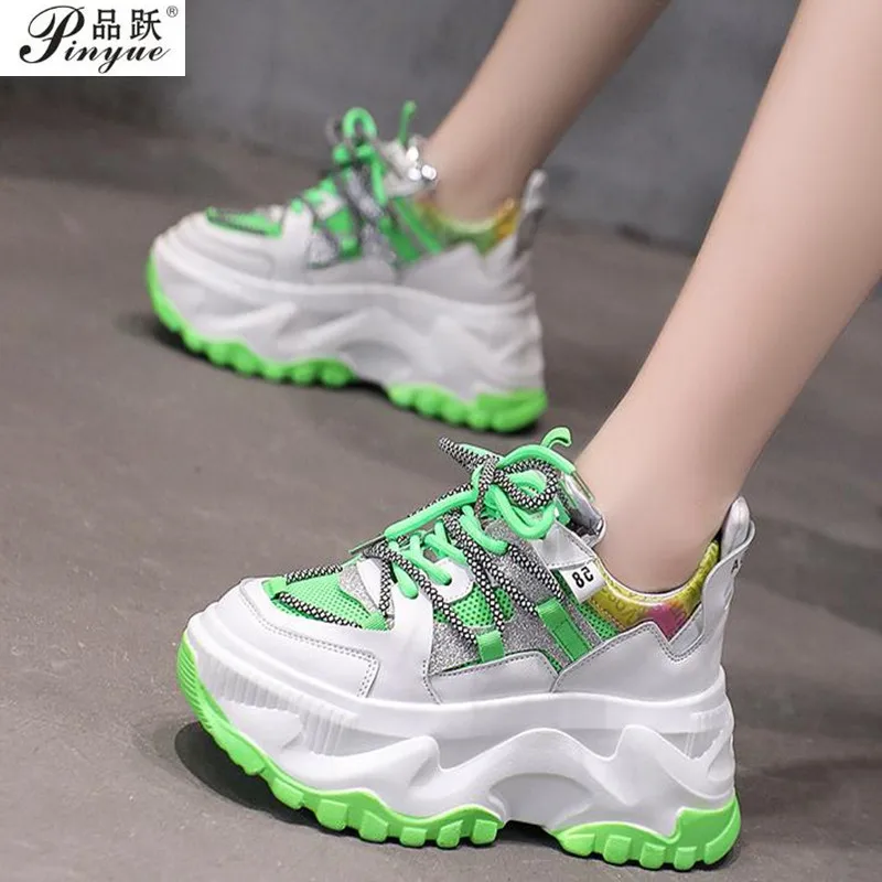

Женские кроссовки на платформе, Вулканизированная подошва, дышащая сетчатая обувь, роскошные теннисные туфли