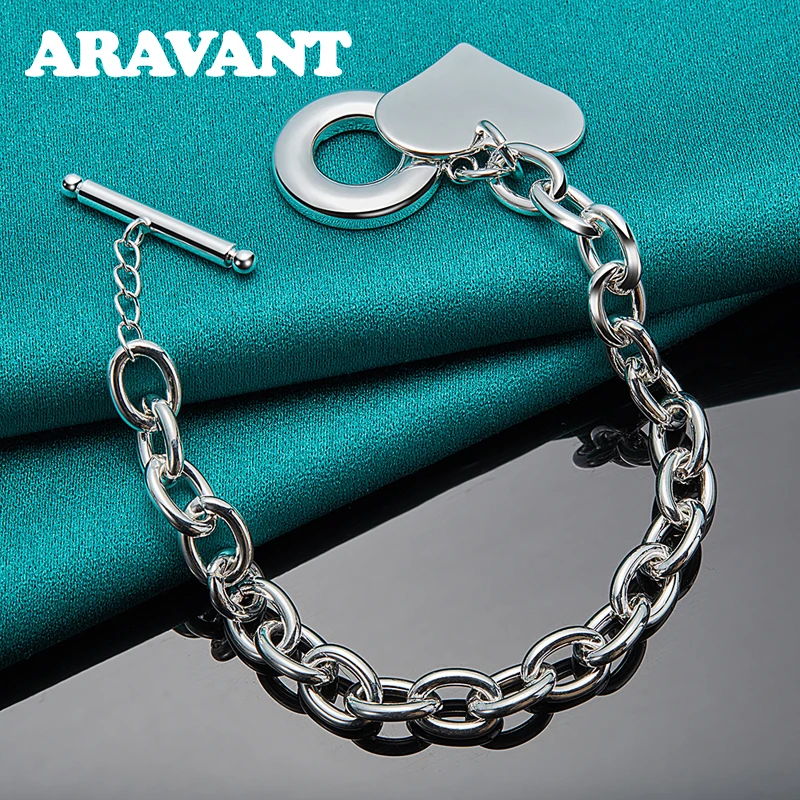 925 Серебро Двойное сердце браслет цепочка для женщин Свадебные Ювелирные изделия